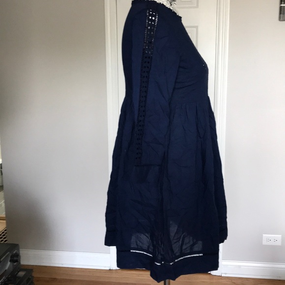 Coastal Cottage Eyelet Boho Western Fit Flare Lace Embroidered Casual Overlay - Picture 3 of 8